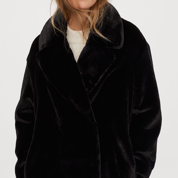 H&M 🆕 Soft Faux Fur Trendy Long Coat - Picture 6 of 9